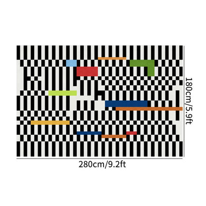 Vikama Memphis Style Geometric Color Block Rug Retro Art Durable Non-Slip Modern Edgy Living Room