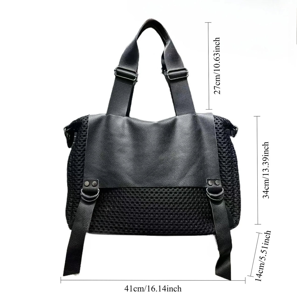 Retro Mesh Spliced Large Capacity Tote Bag