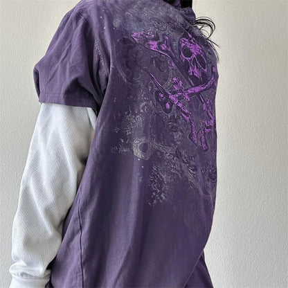 Y2K Grunge Graphic Tee – Women's Vintage Baggy Harajuku Punk Top