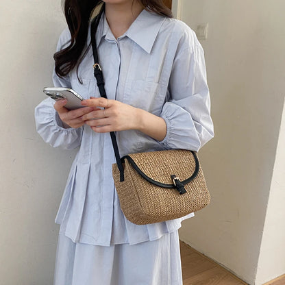 Women's Straw Woven Crossbody Bag – Casual Summer Shoulder Bag
