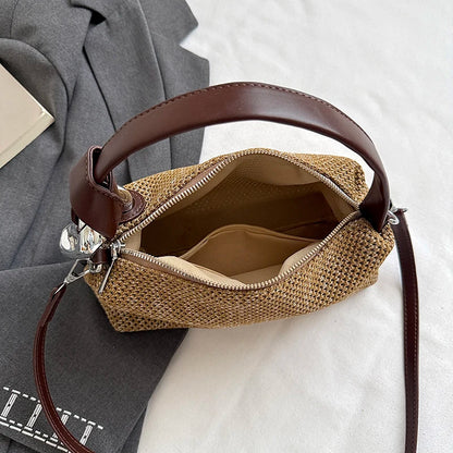 Straw Shoulder Bag for Women – Vintage Woven Crossbody Handbag