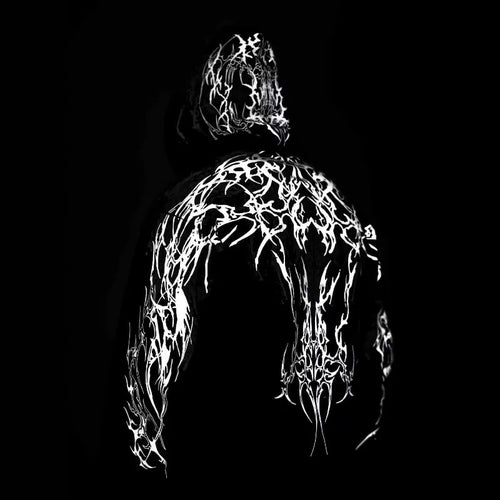 Dark Graphic Hoodie – Luminous Magic Sword Print Streetwear