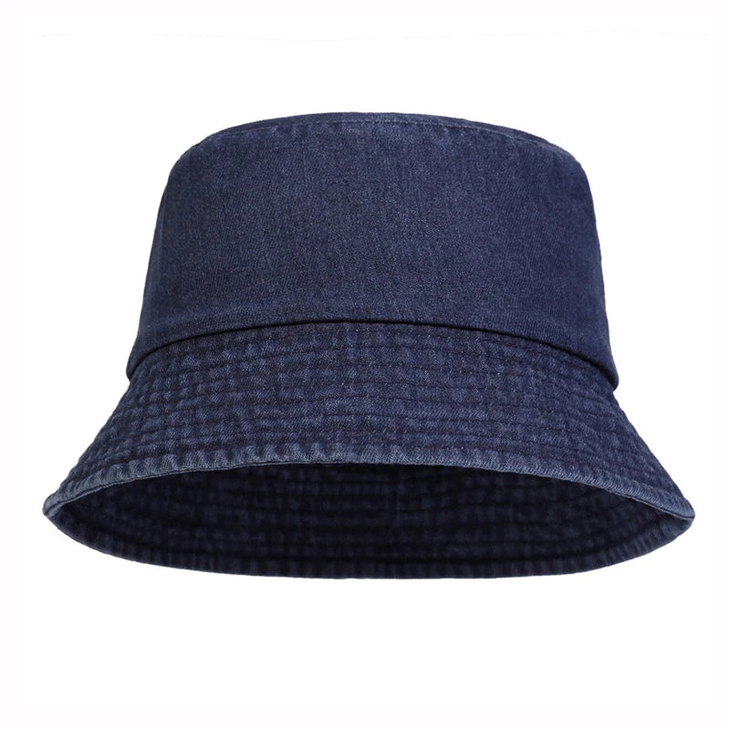 Unisex Washed Cotton Bucket Hat – Sun Protection Outdoor Cap
