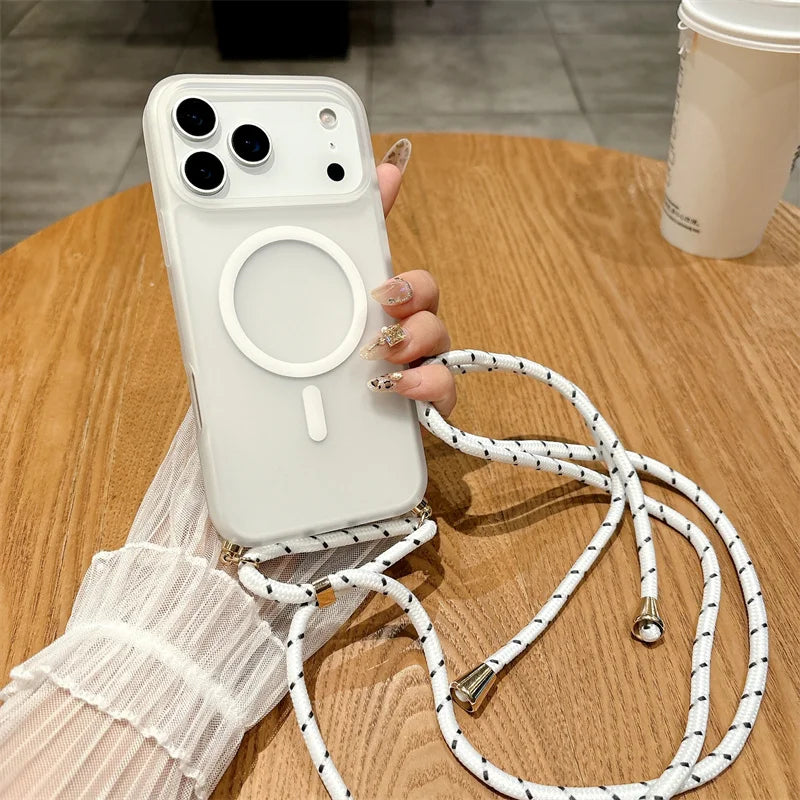 MagSafe Lanyard iPhone Case Candy Color Crossbody Necklace