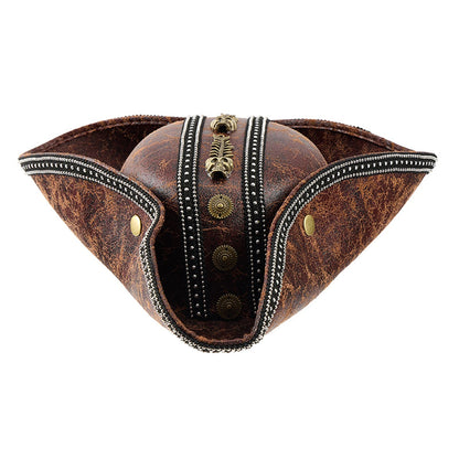 Pirate Tricorn Hat – PU Leather Halloween Cosplay Cap