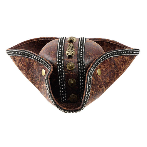 Pirate Tricorn Hat – PU Leather Halloween Cosplay Cap