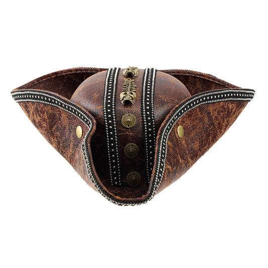 Pirate Tricorn Hat – PU Leather Halloween Cosplay Cap
