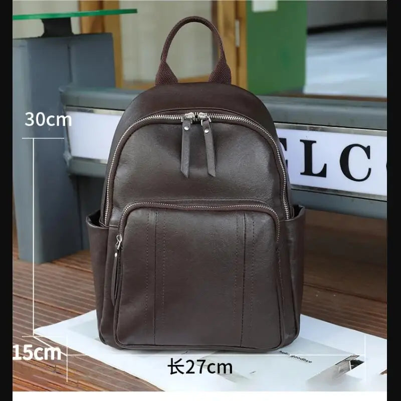 Top Grain Genuine Leather Backpack – Large Capacity Travel Bag