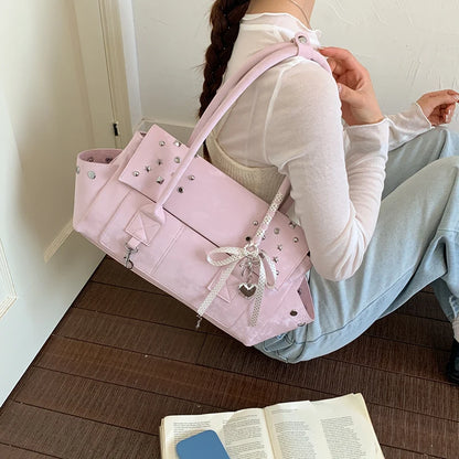 Vintage Studded Shoulder Handbag