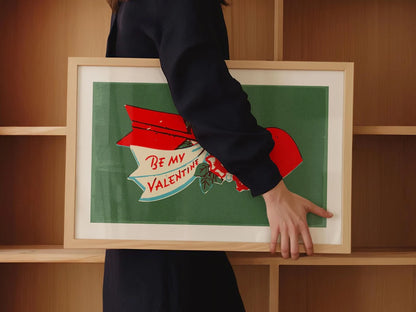Retro Valentine's Day Wall Art Print – Be My Valentine Heart Poster