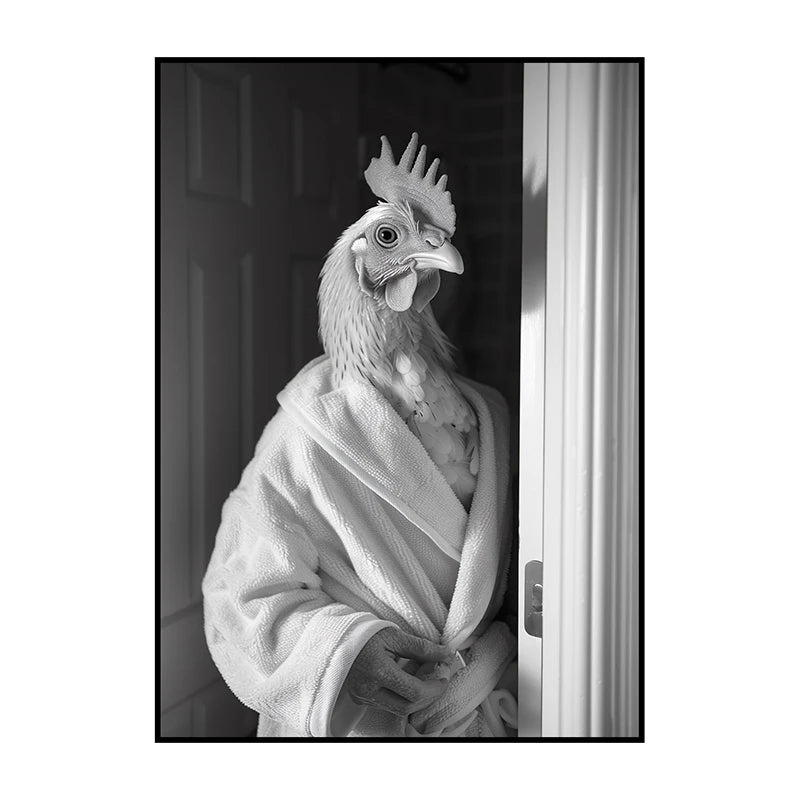 Funny Animal Bathroom Wall Art Poster – Quirky Wildlife in Bathrobe Print
