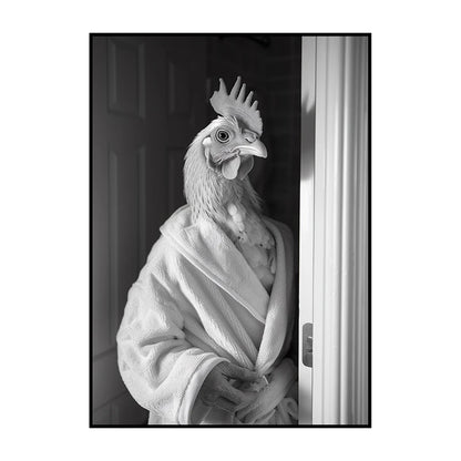 Funny Animal Bathroom Wall Art Poster – Quirky Wildlife in Bathrobe Print
