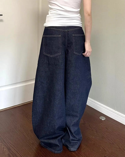 Wide Leg Jeans Women – Loose Straight Dark Wash Denim
