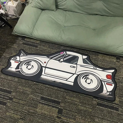 JDM Car Shaped Rug – Non-Slip Decorative Floor Mat for Bedroom & Living Room