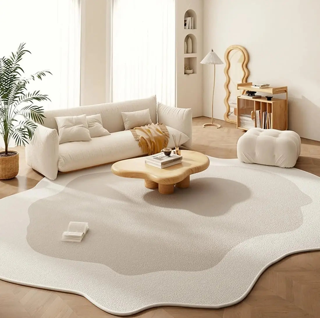 Irregular Shape Area Rug – Minimalist Abstract Living Room Carpet