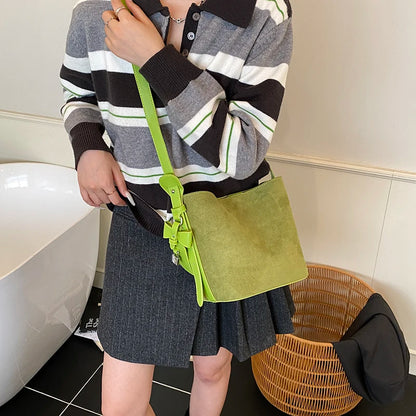 PU Leather Bucket Bag – Women's Retro Crossbody Shoulder Bag