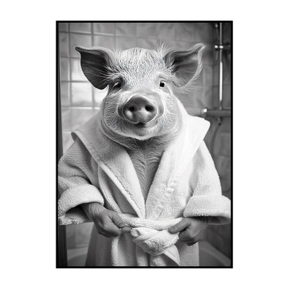 Funny Animal Bathroom Wall Art Poster – Quirky Wildlife in Bathrobe Print