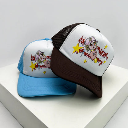 Graphic Print Mesh Trucker Hat Breathable Baseball Cap