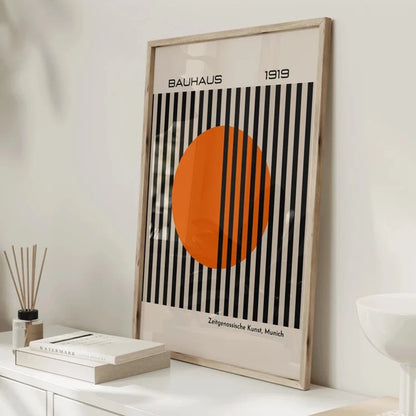Bauhaus 1919 Orange Circle Wall Art Print – Retro Geometric Poster