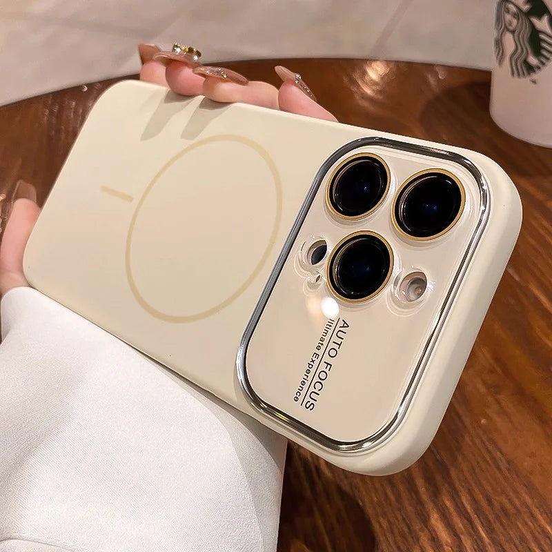 Magnetic Liquid Silicone iPhone Case – MagSafe Compatible with Camera Lens Protector