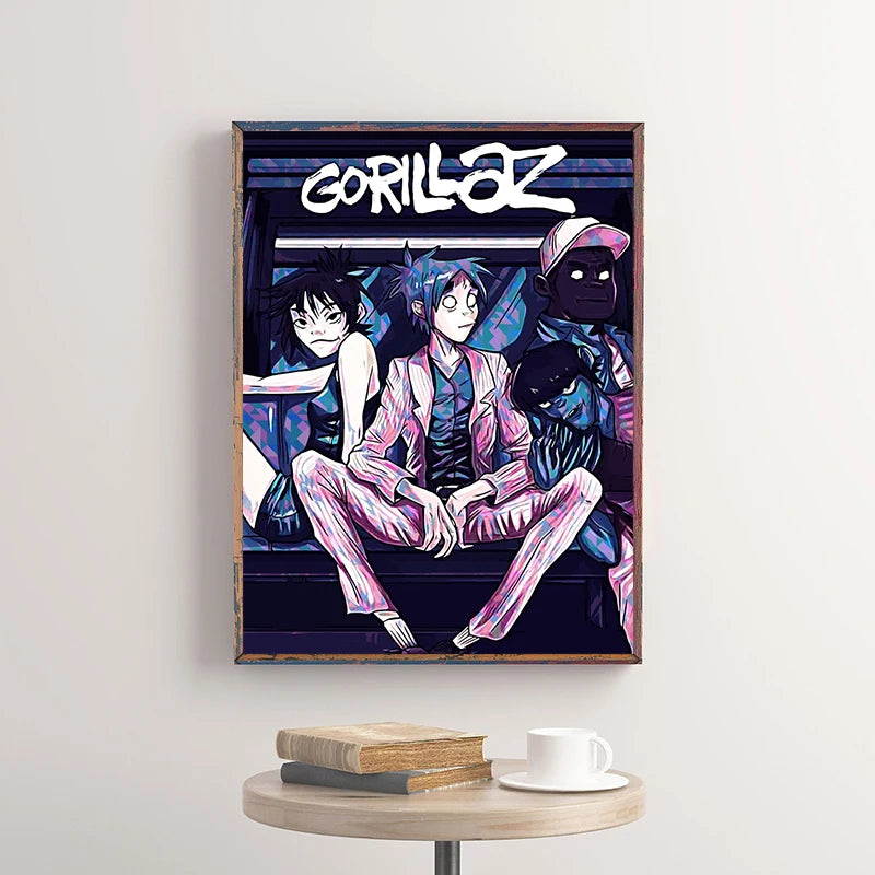 Gorillaz Poster – Anime Rock Band Wall Art Print for Music Fans