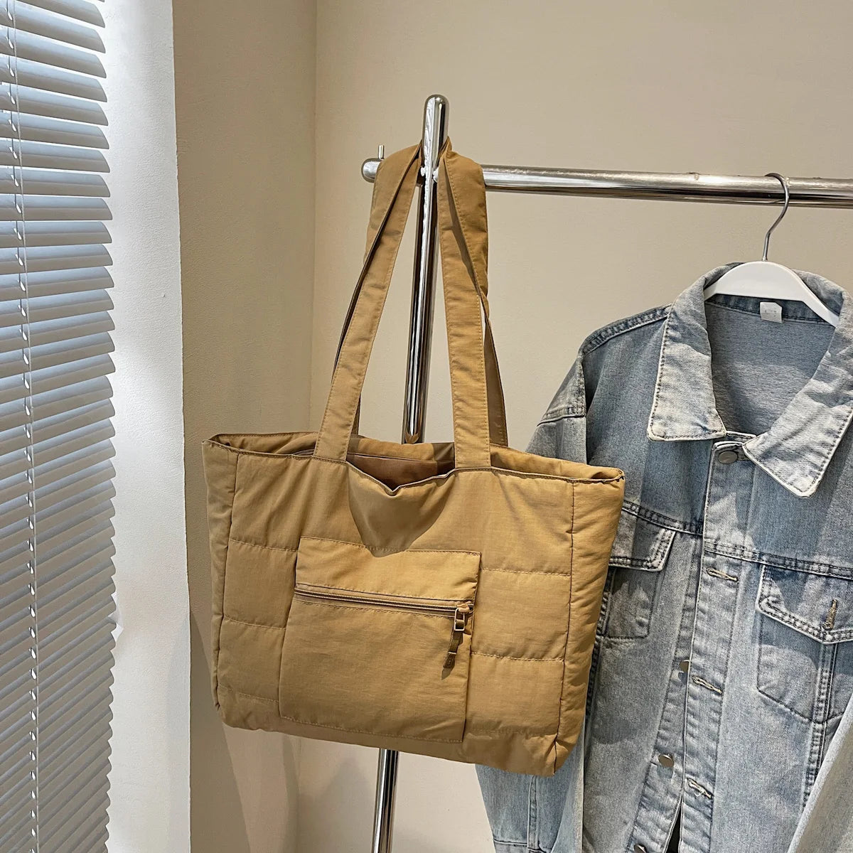 Large Puffer Tote Bag – Women's Quilted Shoulder Shopper