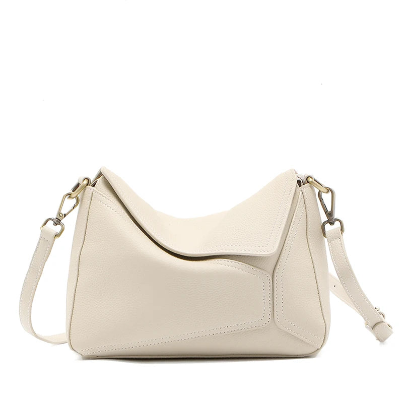 Genuine Cowhide Leather Shoulder Bag for Women – Soft Crossbody Tote
