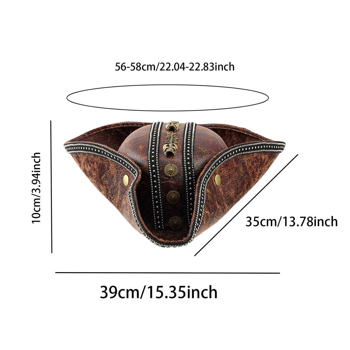 Pirate Tricorn Hat – PU Leather Halloween Cosplay Cap
