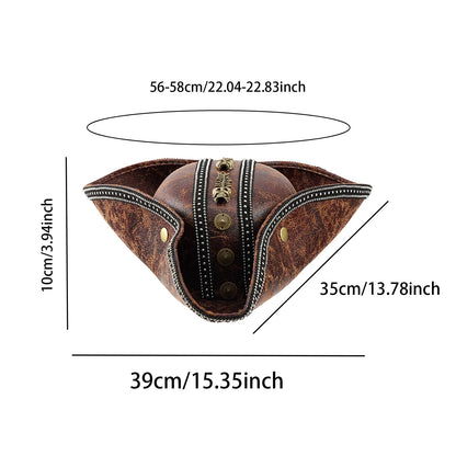 Pirate Tricorn Hat – PU Leather Halloween Cosplay Cap