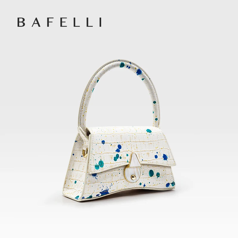 Designer Mini Top Handle Bag – Croc-Embossed Paint Splash