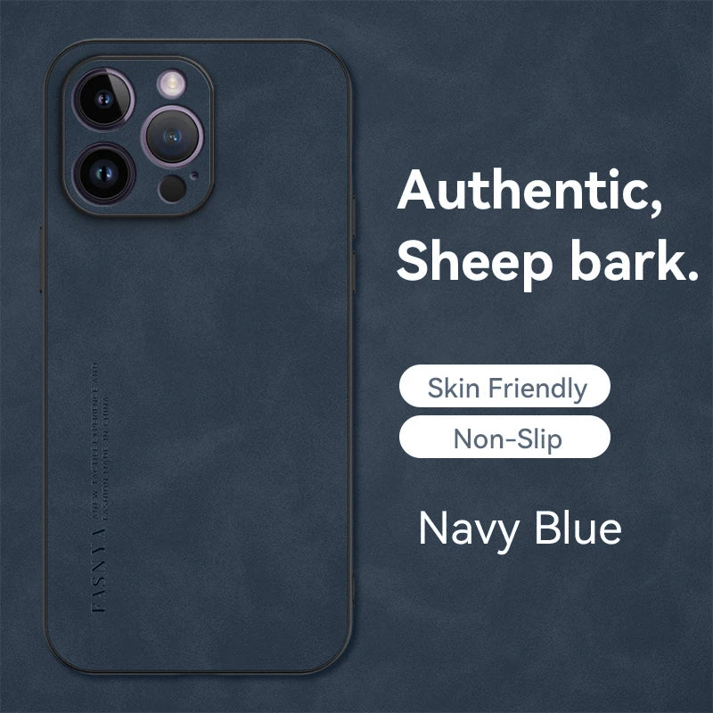 Soft Leather iPhone Case – Luxury Sheepskin Matte Cover