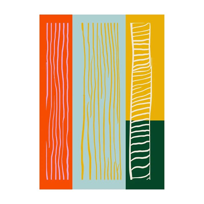 Retro Geometric Abstract Shapes Poster – Minimal Black & White Wall Art Unframed