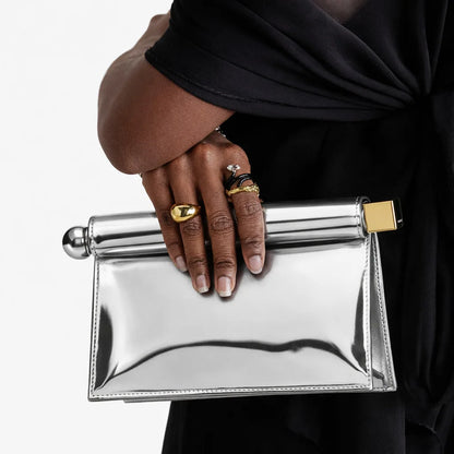 Metallic Clutch Bag for Women – Mini Chain Crossbody Evening Purse