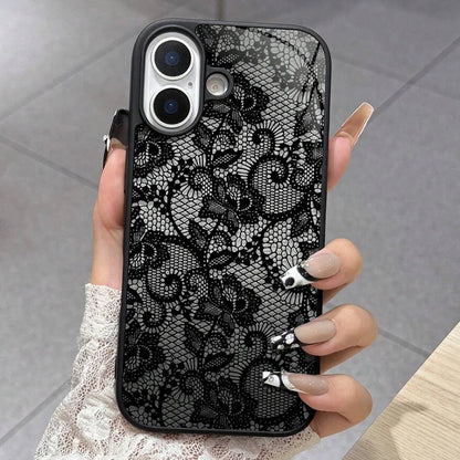Lace Floral Pattern Silicone iPhone Case – Elegant Glossy Cover