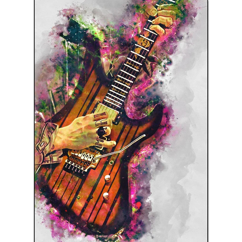 Electric Guitar on Fire Wall Art Print – Music Poster
