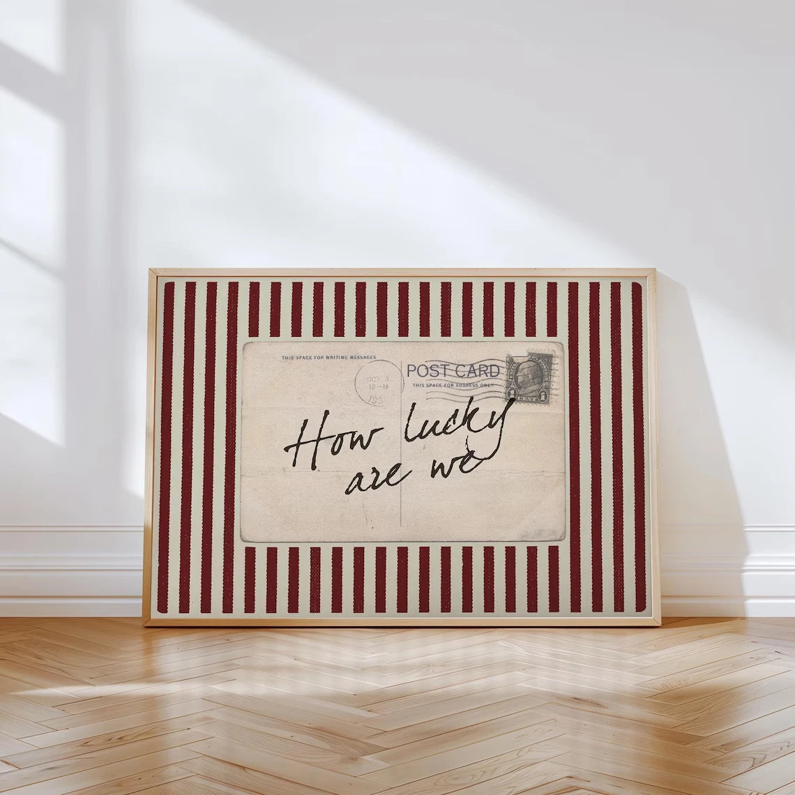 How Lucky Are We Vintage Wall Art Print – Retro Postcard Love Quote