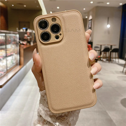 Leather Texture Silicone iPhone Case – Slim & Stylish