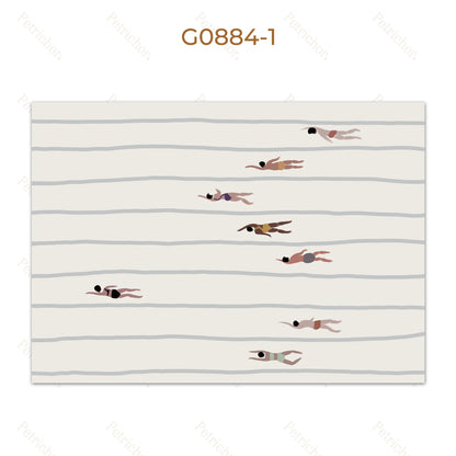 Swimmers Wall Art Print – Minimalist Pool Canvas Poster