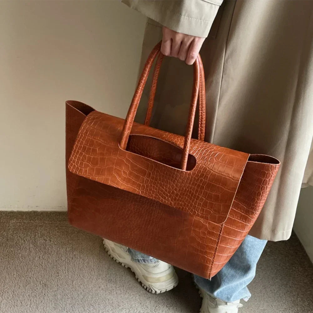 Luxury Crocodile Pattern Women Handbag With Short Handle