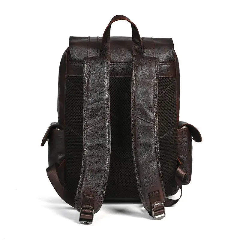 Genuine Leather Men's Vintage Backpack – Large Capacity