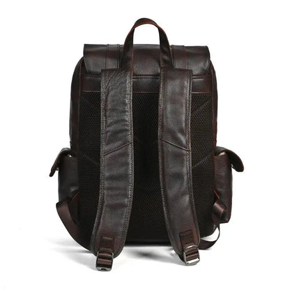 Genuine Leather Men's Vintage Backpack – Large Capacity