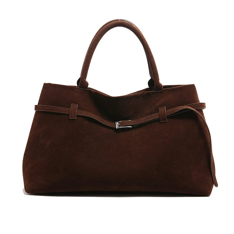 New Luxury Brand Rodeo Faux Suede Brown Gold Buckle Shoulder Bags