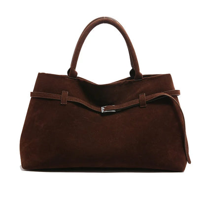 New Luxury Brand Rodeo Faux Suede Brown Gold Buckle Shoulder Bags