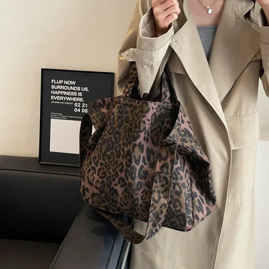 Leopard Design Korean Fashion Big Crossbody Bags