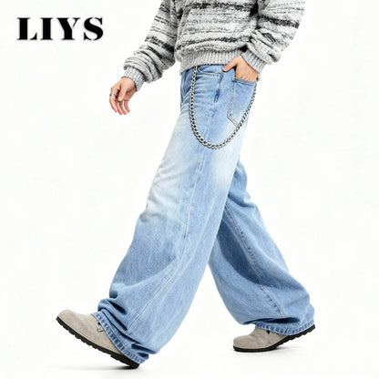 Y2K Baggy Wide Leg Jeans – Light Blue Retro Washed Denim
