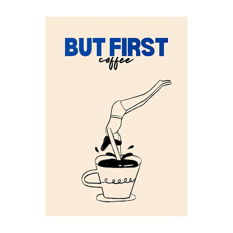 Coffee Diver Wall Art Print – Whimsical Kitchen Poster