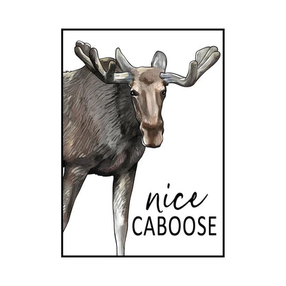 Funny Animal Bathroom Wall Art Poster – Cow, Donkey, Llama, Goat Print