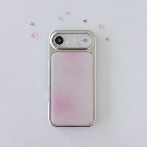 Pink Blur iPhone Case – Luxury Gold Frame Star Design