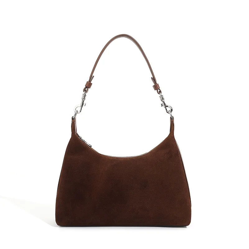 Retro Genuine Leather Suede Handbag Cowhide