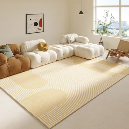 Cream Abstract Area Rug – Light Luxury Living Room Carpet